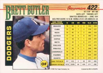 Brett Butler  baseball card collectible - Main Image 2
