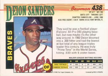 Deion Sanders  baseball card collectible - Main Image 2