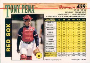 Tony Pena  baseball card collectible - Main Image 2