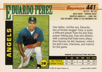 Eduardo Perez  baseball card collectible - Main Image 2