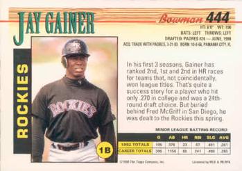 Jay Gainer  baseball card collectible - Main Image 2