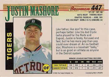 Justin Mashore  baseball card collectible - Main Image 2