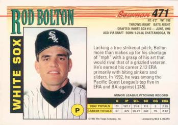 Rod Bolton  baseball card collectible - Main Image 2