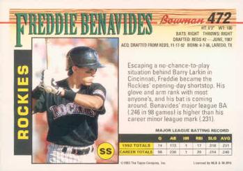 Freddie Benavides  baseball card collectible - Main Image 2