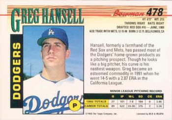 Greg Hansell  baseball card collectible - Main Image 2
