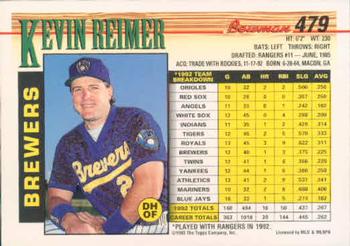 Kevin Reimer  baseball card collectible - Main Image 2