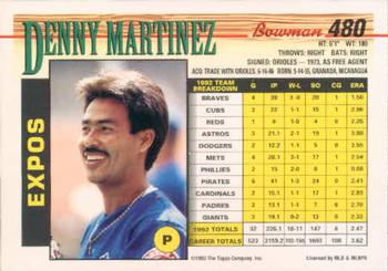 Denny Martinez  baseball card collectible - Main Image 2