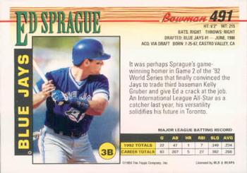 Ed Sprague  baseball card collectible - Main Image 2