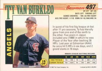 Ty Van Burkleo  baseball card collectible - Main Image 2
