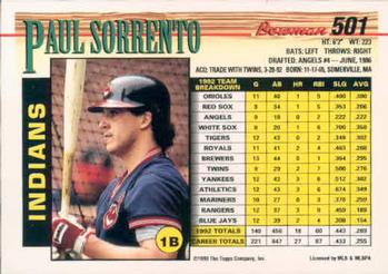 Paul Sorrento  baseball card collectible - Main Image 2