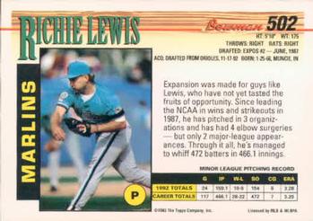 Richie Lewis  baseball card collectible - Main Image 2