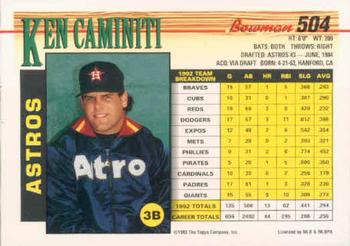 Ken Caminiti  baseball card collectible - Main Image 2