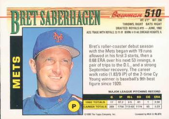 Bret Saberhagen  baseball card collectible - Main Image 2