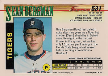 Sean Bergman  baseball card collectible - Main Image 2