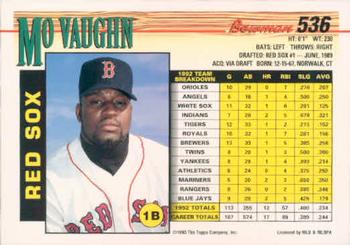 Mo Vaughn  baseball card collectible - Main Image 2