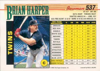 Brian Harper  baseball card collectible - Main Image 2