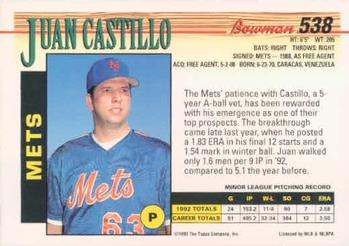 Juan Castillo  baseball card collectible - Main Image 2