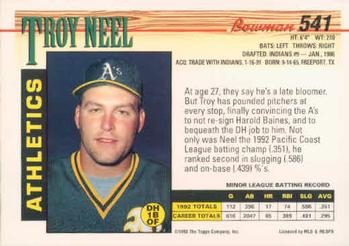 Troy Neel  baseball card collectible - Main Image 2