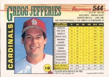 Gregg Jefferies  baseball card collectible - Main Image 2