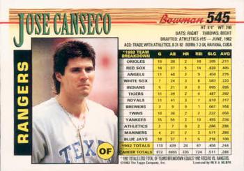 Jose Canseco  baseball card collectible - Main Image 2
