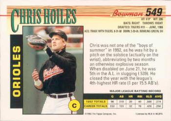 Chris Hoiles  baseball card collectible - Main Image 2