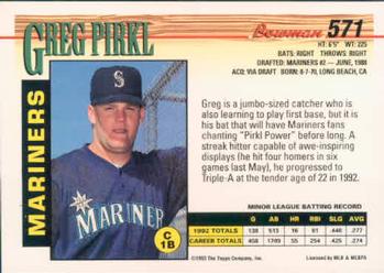 Greg Pirkl  baseball card collectible - Main Image 2