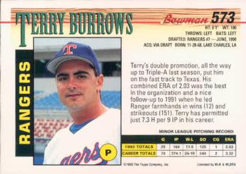 Terry Burrows  baseball card collectible - Main Image 2
