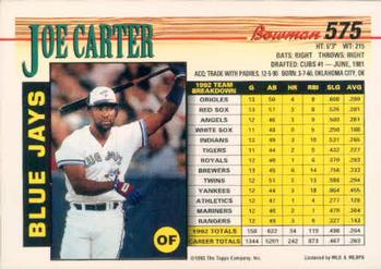 Joe Carter  baseball card collectible - Main Image 2