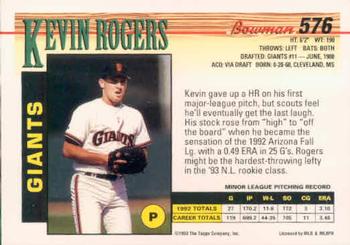 Kevin Rogers  baseball card collectible - Main Image 2