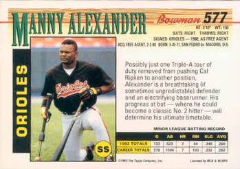 Manny Alexander  baseball card collectible - Main Image 2
