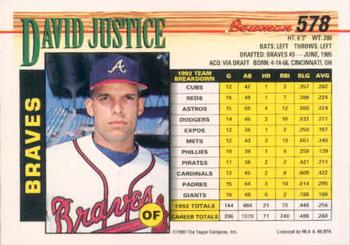 David Justice  baseball card collectible - Main Image 2