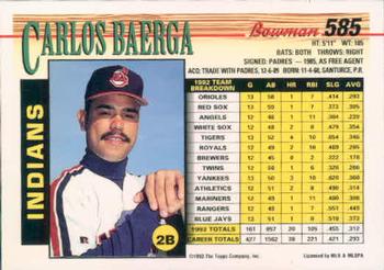 Carlos Baerga  baseball card collectible - Main Image 2