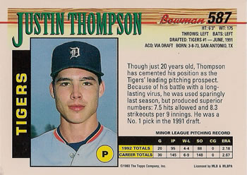 Justin Thompson  baseball card collectible - Main Image 2