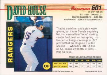 David Hulse  baseball card collectible - Main Image 2