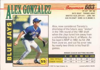 Alex Gonzalez  baseball card collectible - Main Image 2