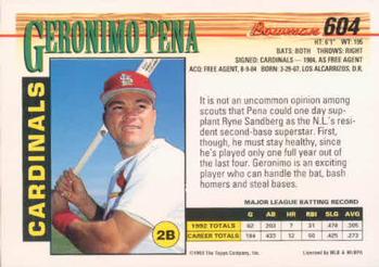 Geronimo Pena  baseball card collectible - Main Image 2