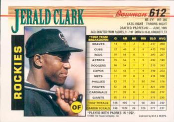 Jerald Clark  baseball card collectible - Main Image 2
