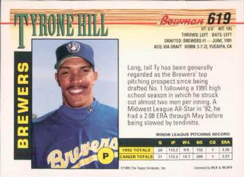 Tyrone Hill  baseball card collectible - Main Image 2