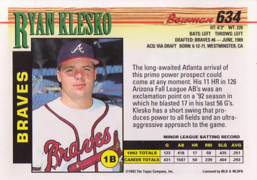 Ryan Klesko  baseball card collectible - Main Image 2
