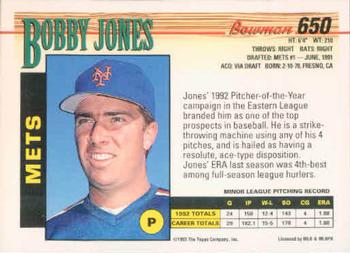 Bobby Jones  baseball card collectible - Main Image 2