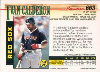 Ivan Calderon  baseball card collectible - Main Image 2