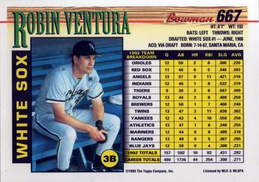 Robin Ventura  baseball card collectible - Main Image 2