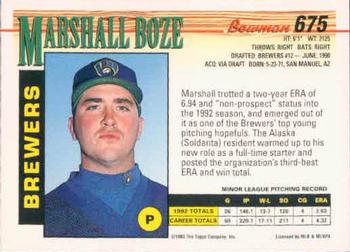 Marshall Boze  baseball card collectible - Main Image 2