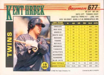Kent Hrbek  baseball card collectible - Main Image 2