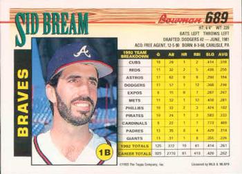Sid Bream  baseball card collectible - Main Image 2
