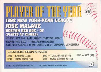 Jose Malave  baseball card collectible - Main Image 2