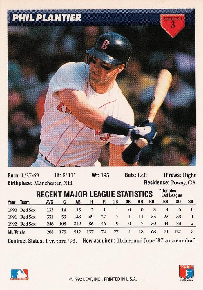 Phil Plantier  baseball card collectible - Main Image 2