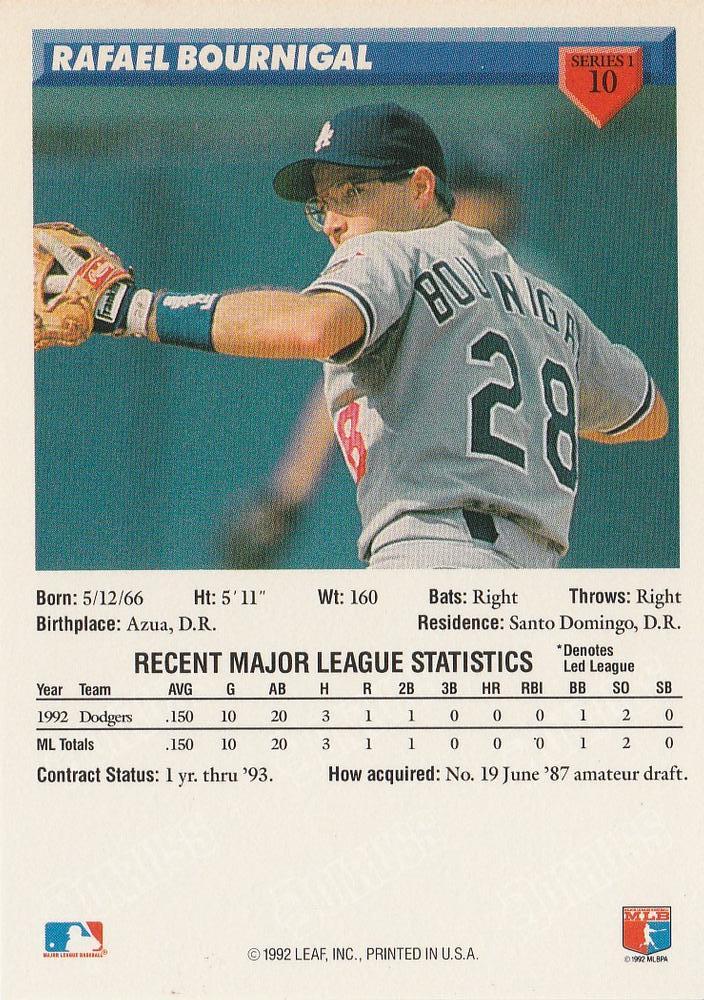 Rafael Bournigal  baseball card collectible - Main Image 2