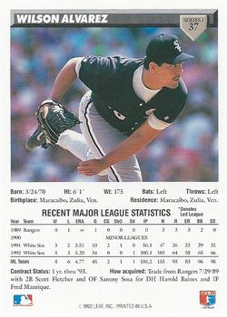 Wilson Alvarez  baseball card collectible - Main Image 2