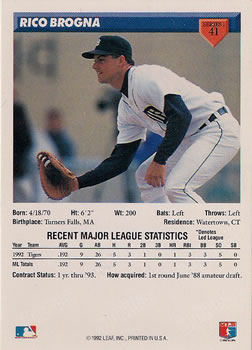 Rico Brogna  baseball card collectible - Main Image 2